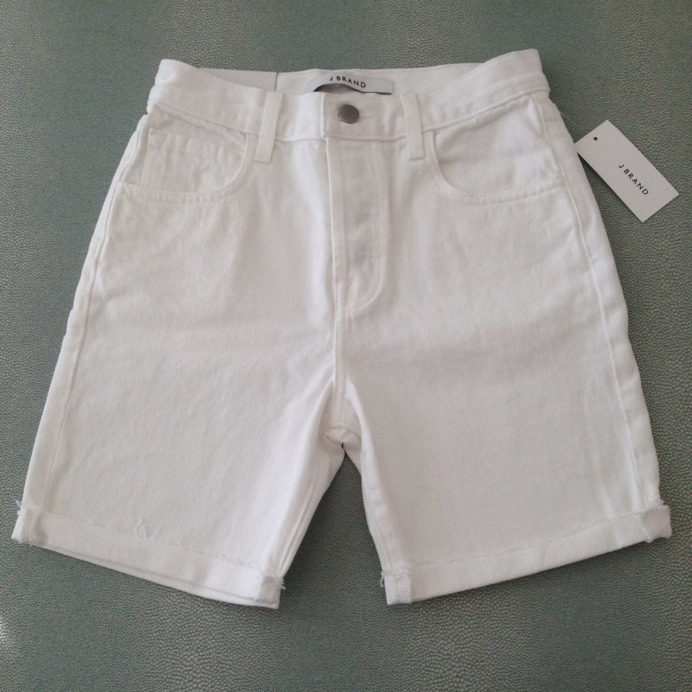 NWT J BRAND high rise cuffed denim shorts with raw hem